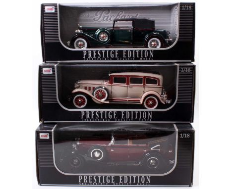 Anson Prestige Edition 1/18th scale diecast, 3 examples comprising No. 30413 1932 Maybach DS8 Zeppelin, No. 30396 1931 Peerle