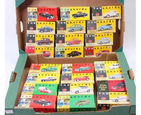 24 boxed Vanguards 1/43 scale diecast vehicles, various examples to include a Hoover Service Morris Minor van, a Rover P4, an