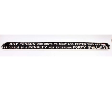 An original LNER cast iron gate notice 40" length x 3¾" height, restored example with white on black lettering, to read "Any 