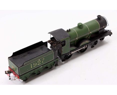 Bassett-Lowke ‘Duke of York’ 4-4-0 clockwork, loco &amp; tender 1927 light green lined black &amp; white. Slight distortion t