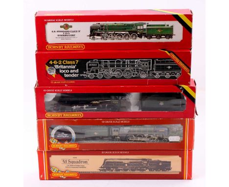 Hornby Railways OO gauge boxed locomotive group of 5 to include No. R.065 "Evening Star", No. R.063 "Britannia", No. R.060 "L