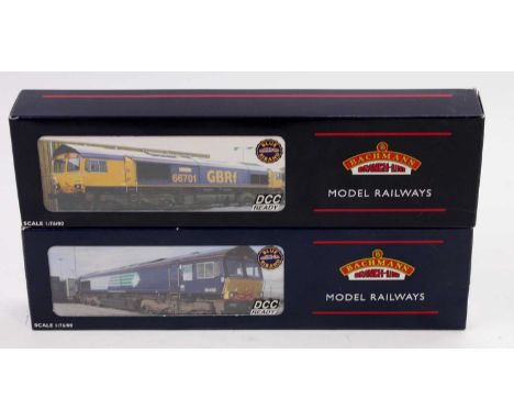A Bachmann boxed diesel locomotive group, two examples both DCC ready, to include a No. 32-727 Class 66GBRF No. 66701 locomot