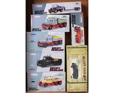 Seven various boxed Corgi Heavy Haulage 1/50 scale road transport diecasts, all appear as issued, to include Ref. Nos. 16701,