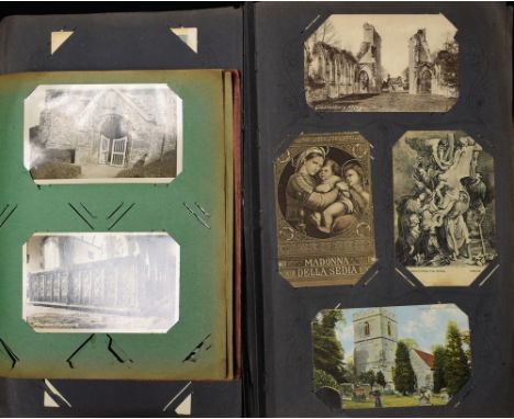 Postcards - two collections of vintage cards in early 20th century albums