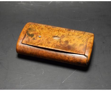 A mid 19th century burr walnut snuff box, tortoiseshell lined, c.1860