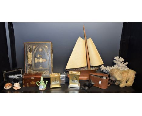 Boxes and Objects - a mid 20th century table lamp modelled as a yacht; a Victorian family bible; a meerschaum pipe; early 20t