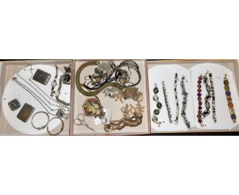 Costume Jewellery - an enamelled Paris souvenir bracelet; an enamelled bracelet, various symbols; an enamelled Spanish cave d