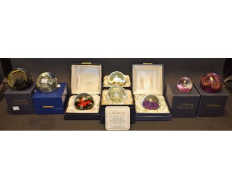 Caithness Paperweights - Moonscape, Fireball, Moonflower, Mooncrystal, HRH Prince William Royal Birth Moonflower, HM Queen El