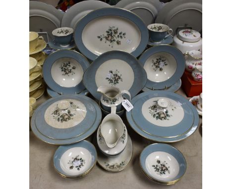 A Royal Doulton Rose Elegans pattern dinner and tea service, for six, comprising cups, saucers, milk jug and sugar bowl, side