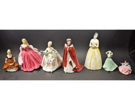 Ceramics - a Royal Doulton Pretty Ladies figure, Treasured Moments, boxed; others, Diana HN2468, Rebecca HN3414; a Royal Worc