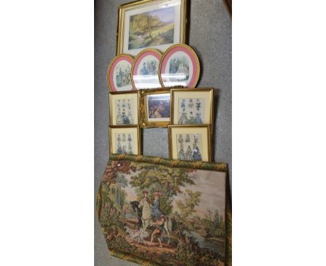 Pictures and Prints - a set of four 19th century engravings, The Last and Newest London and Paris Fashions 1844, framed; othe