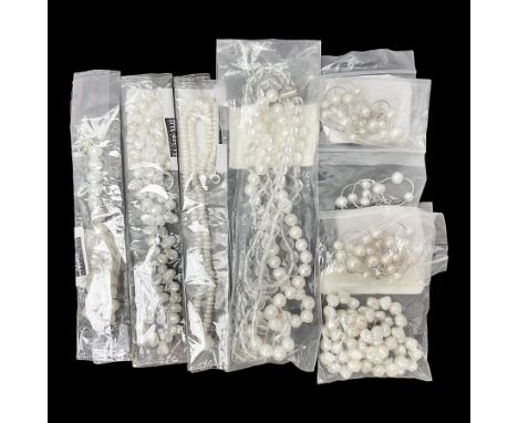 Fresh water pearl jewellery, including two silver chain necklaces and a similar bracelet and four other necklaces, including 