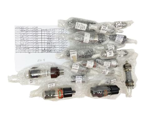 Collection of Cossor, Marconi, Siemens and similar thermionic radio valves/vacuum tubes, including KT32, 43IU, U31, PL504 app