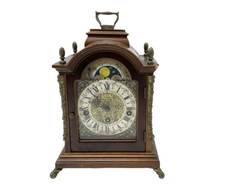 Contemporary - Telma 8-day chiming bracket clock, in a break arch case with carrying handle,  brass dial with a silvered chap