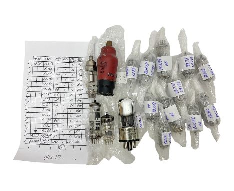 Collection of Solus, Philips and Sylvania thermionic radio valves/vacuum tubes, including Miniwatt ECH4 HD, Jan-CHS 6NS7W, PC