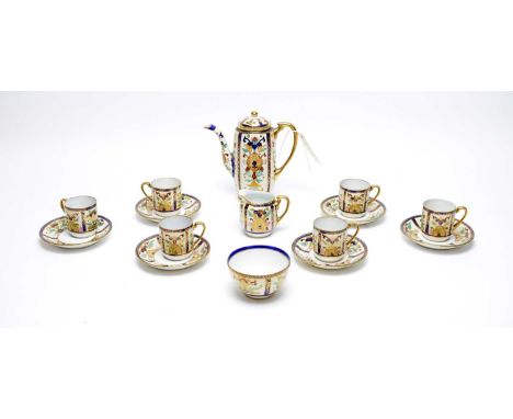 A Noritake coffee service, comprising coffee pot, six cups and saucers, cream and sugar.