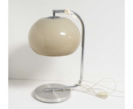 A mid-Century style retro vintage table lamp, with stainless steel support and circular base, 49cms high.