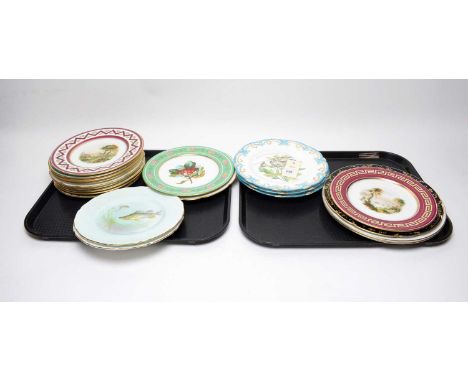 A selection of decorative ceramic cabinet plates, including: pair of Royal Doulton fish cabinet plates, handpainted by J. Han