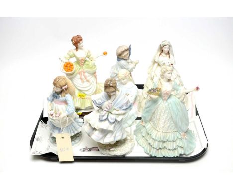 Two Coalport Femmes Fatales decorative ceramic figures of ladies, comprising: ‘Marie Antoinette’; and ‘Nell Gwynn’, each scul