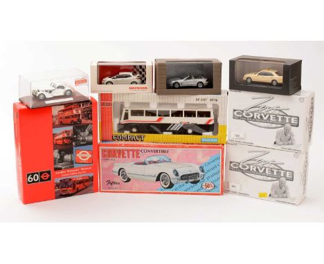 Diecast model vehicles to include: a selection of Mercedes-Benz branded vehicles; a London Transport Museum exclusive First E