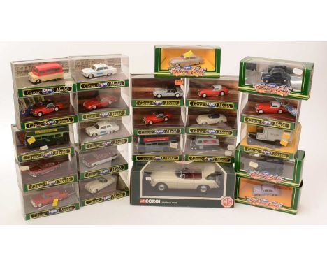 Corgi diecast model vehicles, comprising twenty-six classic cars collectors' series vehicles, and one 1:8 scale MGB, all boxe