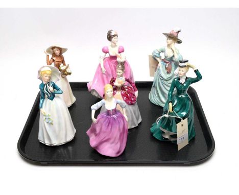 A selection of Francesca China Staffordshire ceramic figures of ladies, including: ‘Helen’ by Ray Shuff, 1977; ‘Veronica’, by