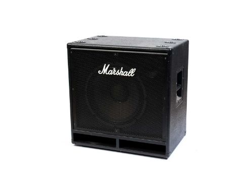A Marshall MBC 115 bass speaker cabinet.