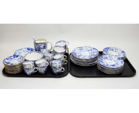 A Royal Crown Derby ‘Mikado’ pattern part tea and coffee service, with Chinoiserie decoration in blue and white, comprising: 