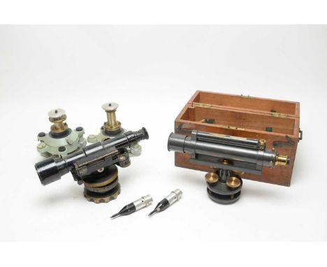 A WF Stanley & Co Ltd surveyors level, 113488, 30cm long together with Hall Bros of Croydon ebonised surveyors level, 29cm hi
