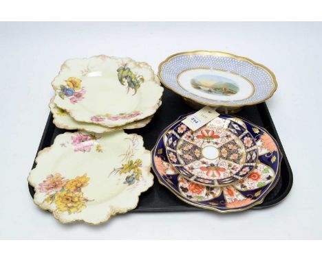 A selection of decorative ceramic plates, including: Royal Crown Derby ‘Imari’ pattern saucer, pattern 2451; Royal Crown Derb