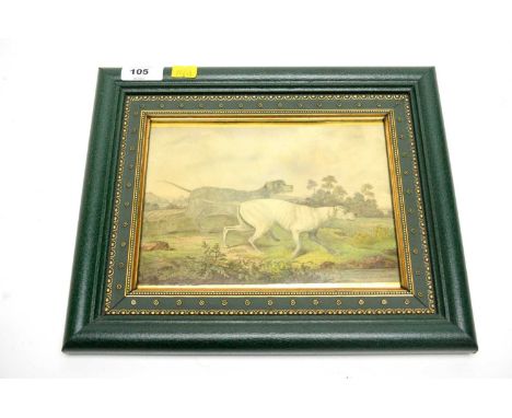 20th Century British School - Pluto and Juno, bodycolour on tile, signed indistinctly, 23 x 16cms high, in frame. 