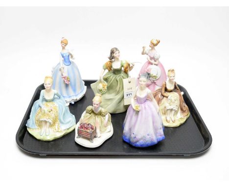 A collection of Renaissance decorative ceramic figures of ladies, including: ‘Melissa’; ‘Vanessa’; ‘Polly’; ‘Vanessa’; and ‘K