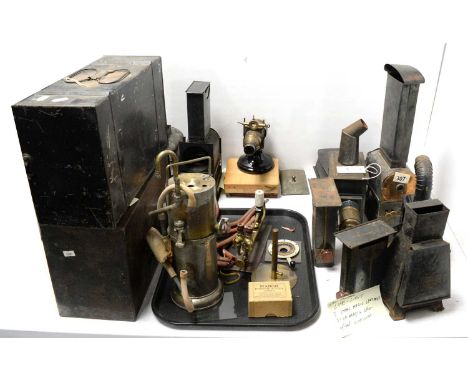 A large collection of Magic Lantern related items, The Cardinal Ruby Lamp together with a gas powered limelight.