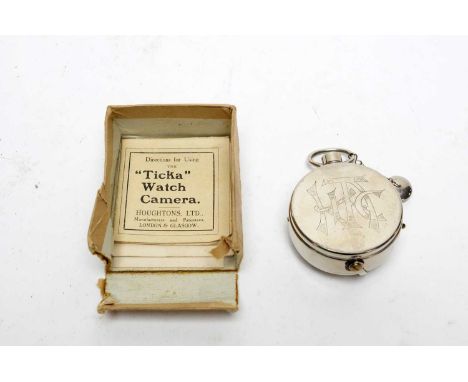 A 'Ticka' watch camera manufactured, by Houghtons of London and Glasgow, marked HTC to the case, comes with instruction manua