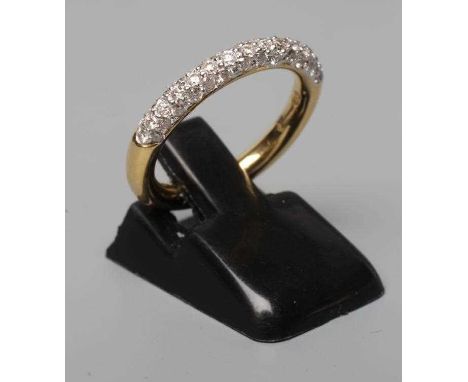 A THREE ROW DIAMOND HALF HOOP ETERNITY RING, stamped 750, 18k, size K (Est. plus 24% premium inc. VAT)Condition Report: 4,6g 
