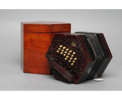 A LACHENAL &amp; CO., LONDON CONCERTINA, with rosewood ends and thirty nine bone buttons, maker’s paper label, lacking serial