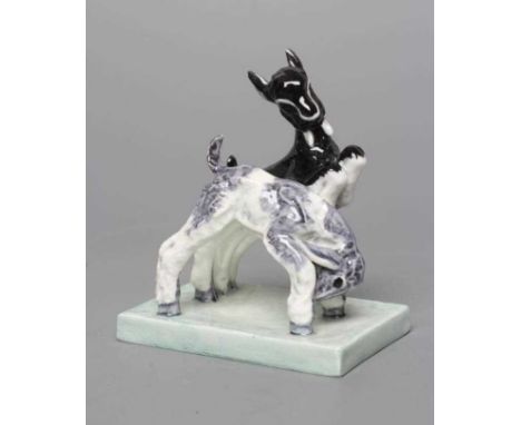 "KIDS AT PLAY" - A ROYAL WORCESTER CHINA GROUP, 1937, modelled by Doris Lindner, on an oblong base, printed and inscribed in 