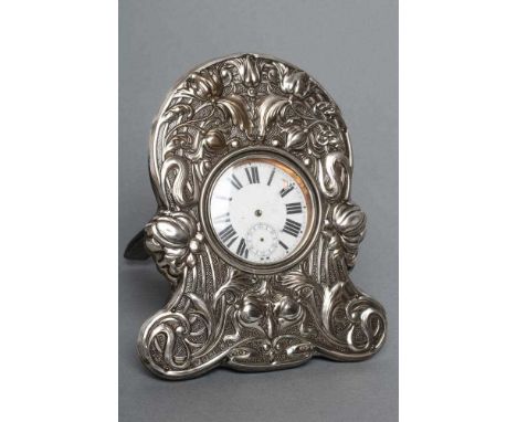 AN EDWARDIAN EASEL BACK SILVER POCKET WATCH STAND, maker Williams (Birmingham) Ltd., Birmingham 1903, of waisted form, the ap