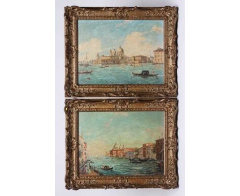 ALBERTO TERRINI (Italian 19th/20th century) Venetian Scenes, a pair, oil on canvas, signed, 11 3/4" x 15 3/4", gilt frames (E