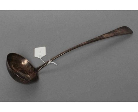 A LATE GEORGE III SILVER SOUP LADLE, maker probably Alexander Henderson, Edinburgh 1815, in Old English pattern, 14 1/2" long