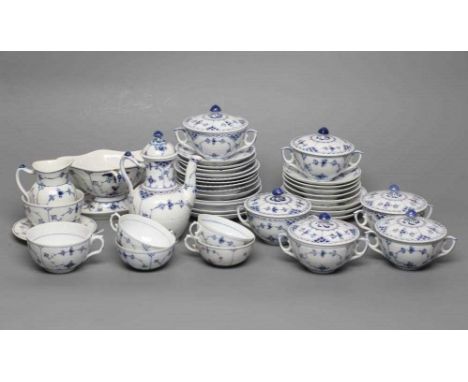 A COLLECTION OF ROYAL COPENHAGEN PORCELAIN TABLEWARE, various dates, painted in underglaze blue with the Onion pattern within