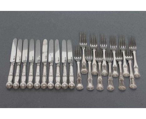 A SET OF ELEVEN SCOTTISH SILVER DESSERT FORKS, maker W&amp;P Cunningham, Edinburgh 1814, in single struck King's pattern, 9oz
