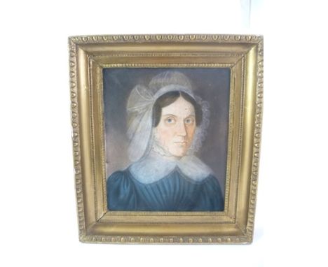 19TH CENTURY BRITISH SCHOOL A head and shoulders portrait study of Mary Sofie Clark, Pastel on paper, 32cm x 27cm in gilt ges