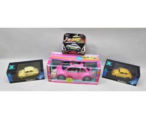 SOLIDO DIE-CAST MODELS OF VW BEETLES Polizei and Deutsch Bundesport, together with BARBIE VW NEW BEETLE and SUPERSHOTS MOTOR 