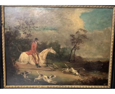 English School, late 19th Century, Hunting Scene, oil on board, framed. 29cm by 39cm