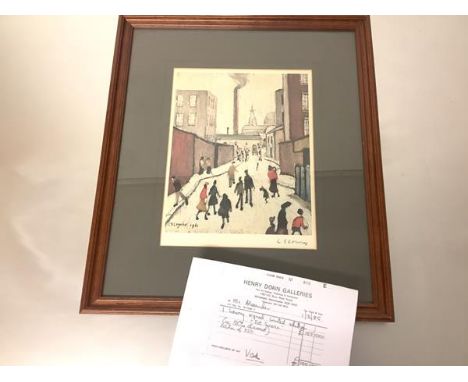 •Laurence Stephen Lowry (British, 1887-1976), Street Scene near a Factory, lithograph, signed in pencil lower right, Fine Art