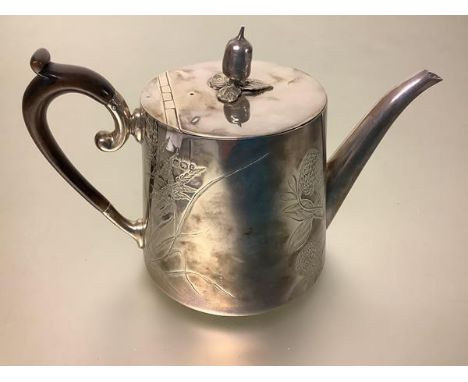 A late Victorian small silver teapot, Mappin &amp; Webb, Sheffield 1895, of tapering cylindrical form, the cover with acorn f