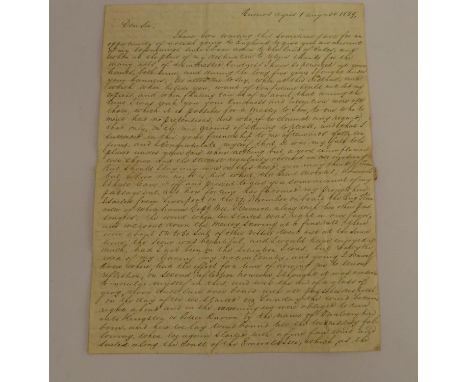 McNAB WILLIAM. Buenos Aires.&nbsp;Very detailed manuscript "ship letter" to Irvine, Ayrshire describing his journey, the coun