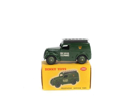 Dinky Toys Telephone Service Van (261). In dark green livery with black roof, silver ladder and 'Post Office Telephones' to d