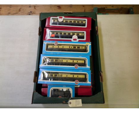 18x OO model Railway by Airfix, Dapol, GMR etc. A GWR 2-6-2 tank locomotive, RN6110. A BR class 14xx 0-4-2 T RN1466. Plus 2x 
